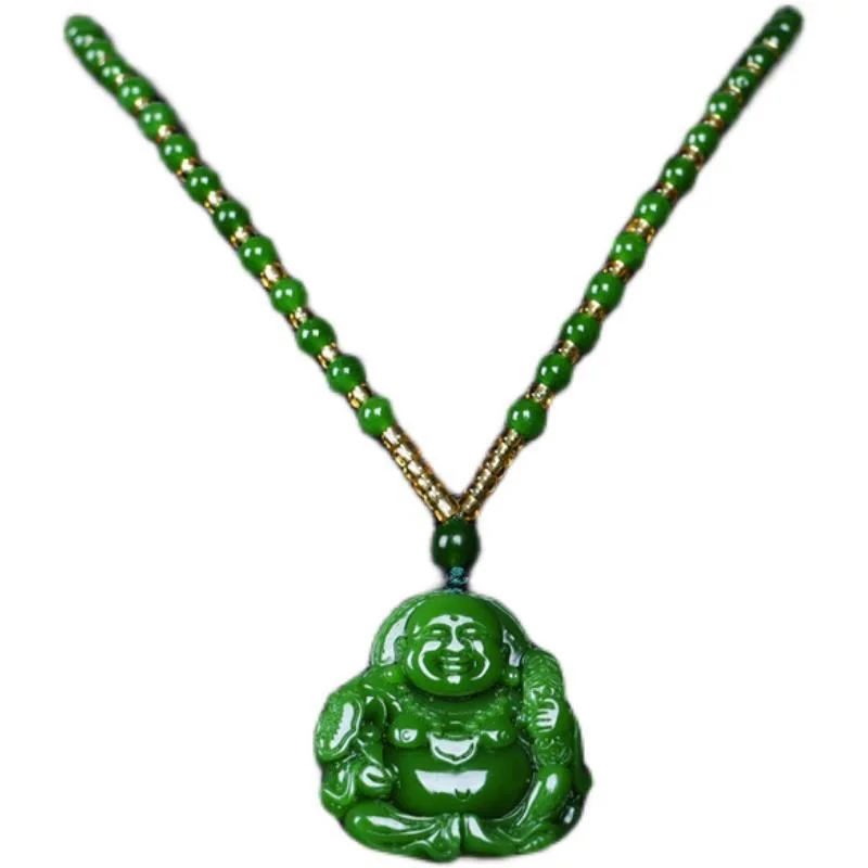 Chinese Green Jade Maitreya Bu - Necklaces 评论和价格
