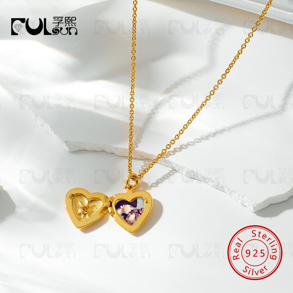 925 Sterling Silver 14K Gold P - Heart Locket Necklace Photo 评论和价格