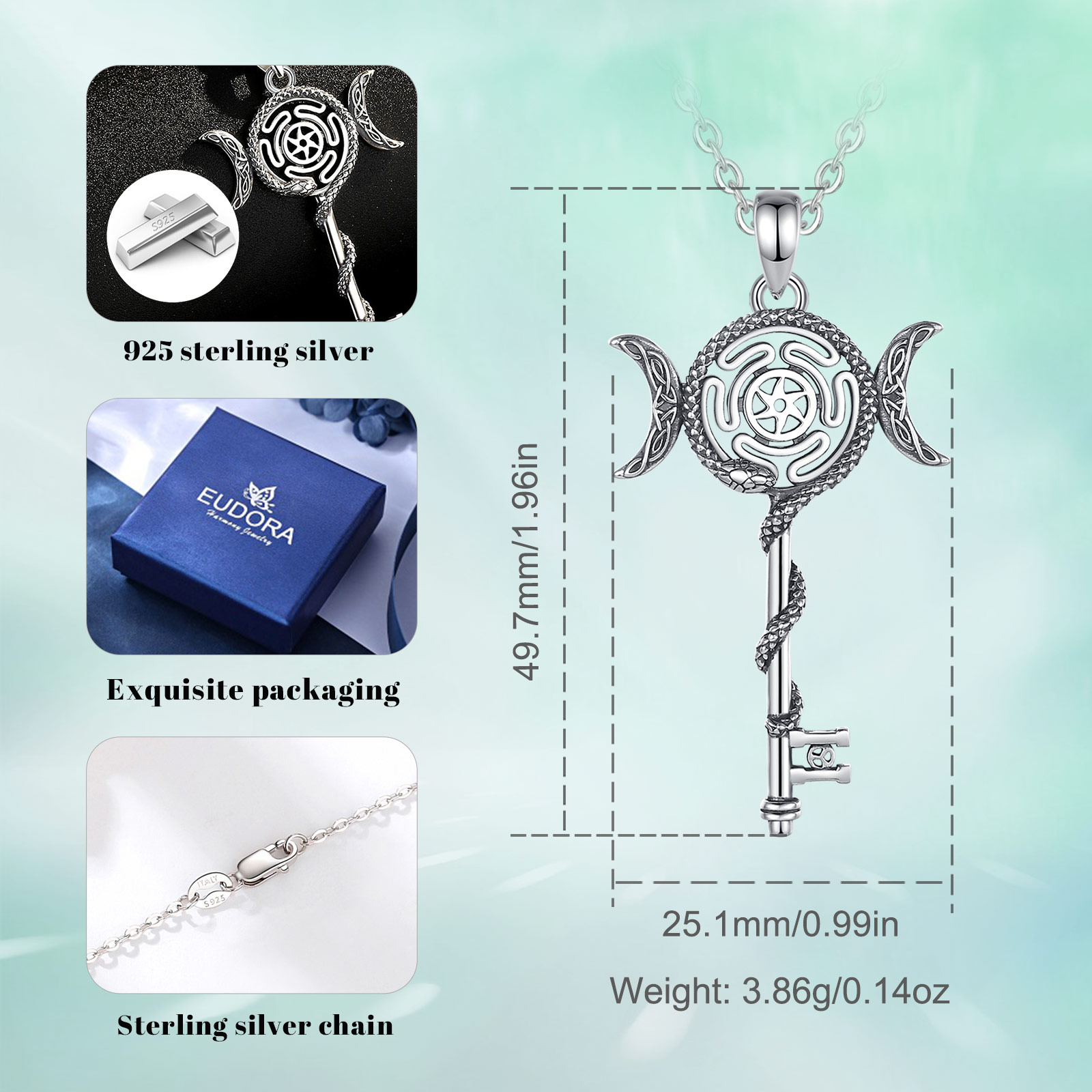 Eudora 925 Sterling Silver Hec - 925 Sterling Silver Chain Necklace Men 评论和价格