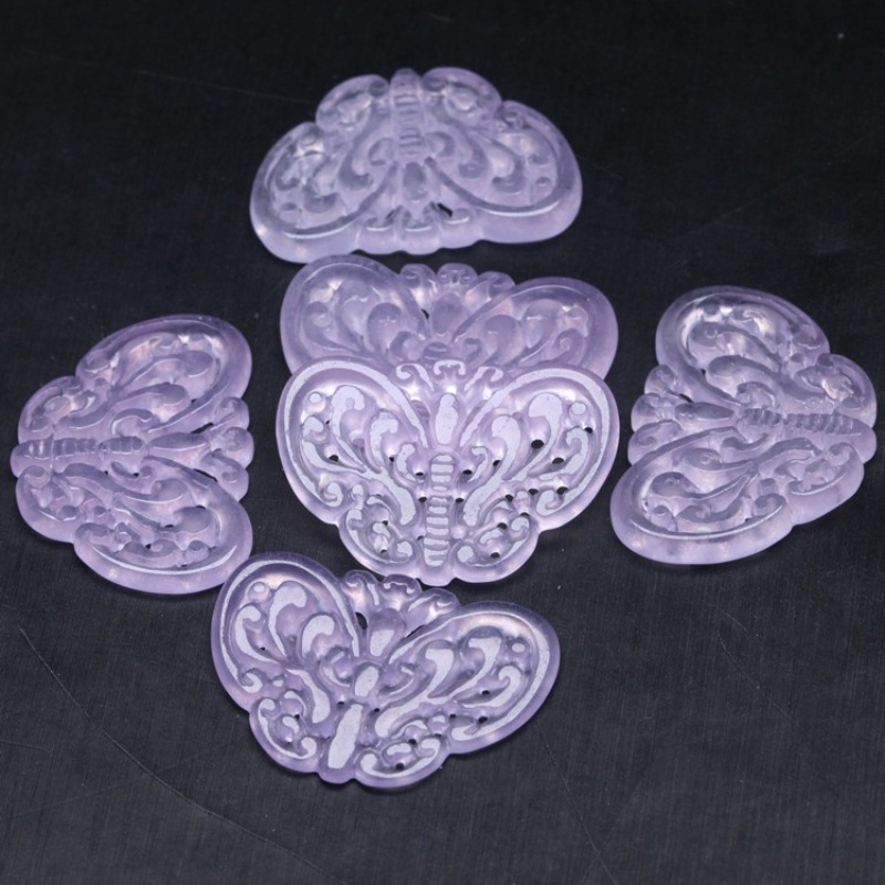 2pc Natural Purple Jade Hollow - Necklaces 评论和价格