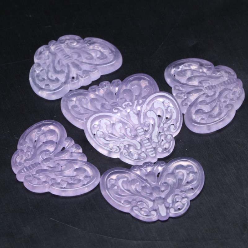 2pc Natural Purple Jade Hollow - Necklaces 评论和价格
