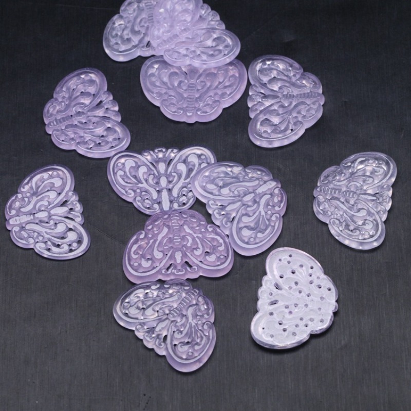 2pc Natural Purple Jade Hollow - Necklaces 评论和价格