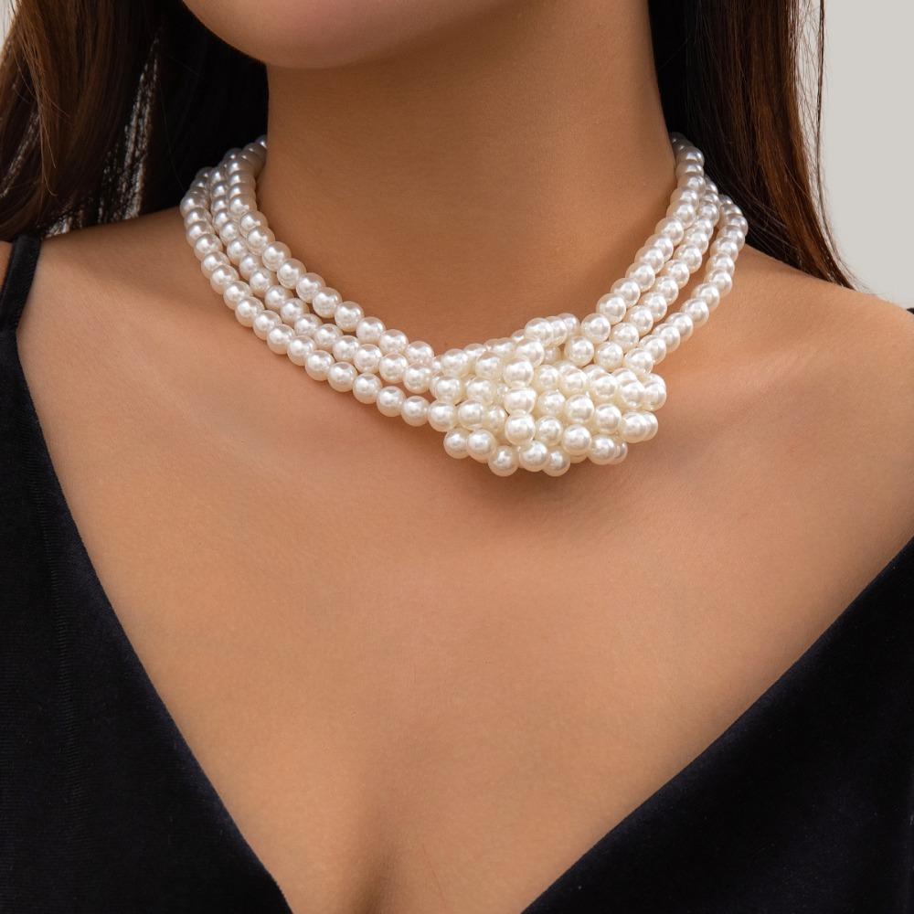 Fashion Retro Black White Stit - Pearl Choker Necklace Vintage 评论和价格