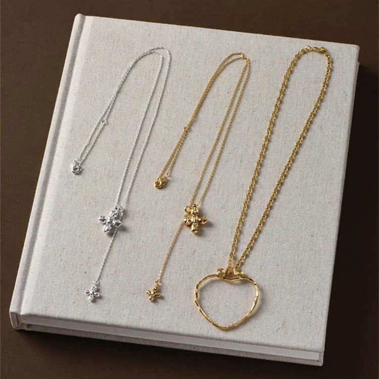 Europe America Big Heart Doubl - Cross Pendant Necklace Gold 评论和价格