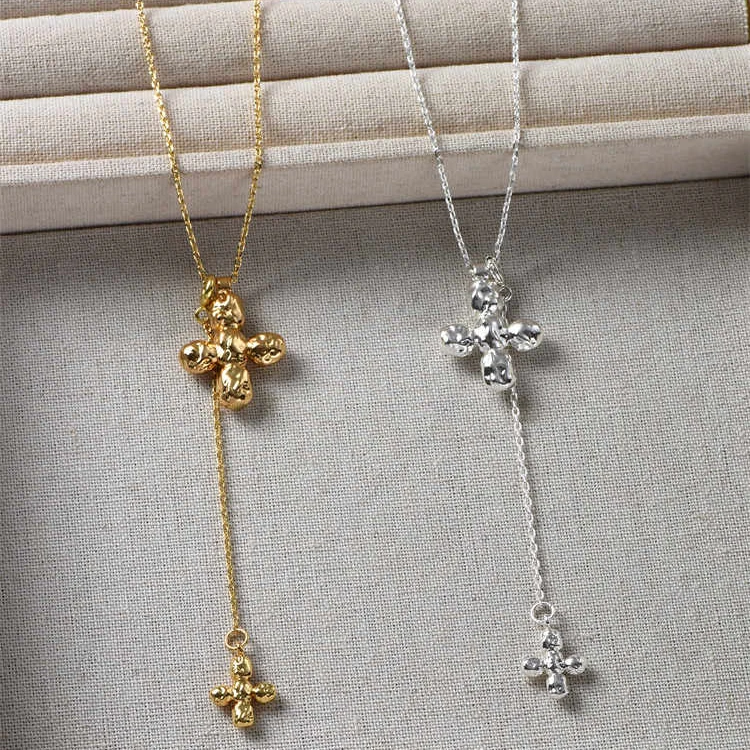 Europe America Big Heart Doubl - Cross Pendant Necklace Gold 评论和价格