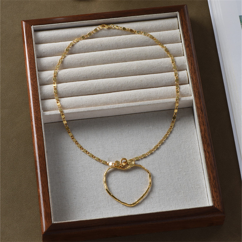 Europe America Big Heart Doubl - Cross Pendant Necklace Gold 评论和价格