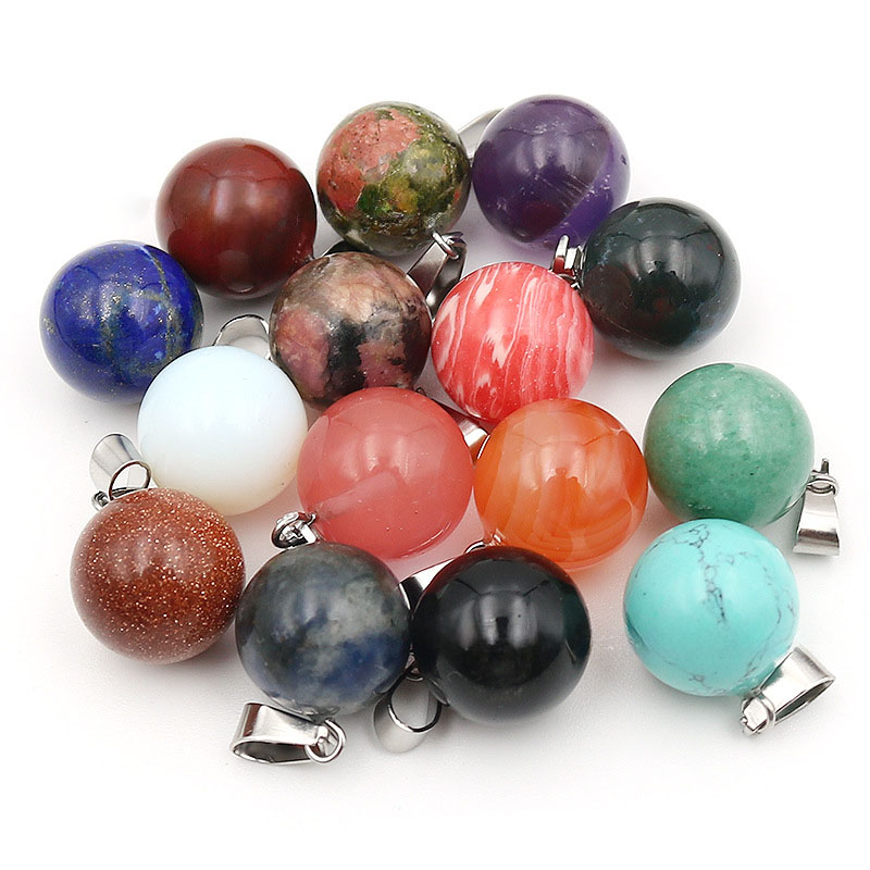 20pcs/ Bag 14mm  Natural Stone - Crystal Pendant Necklace Natural Stone 评论和价格