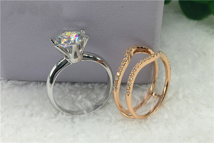 Custom Solid 18K Au750 White G - Moissanite Engagement Ring 1 Carat 评论和价格