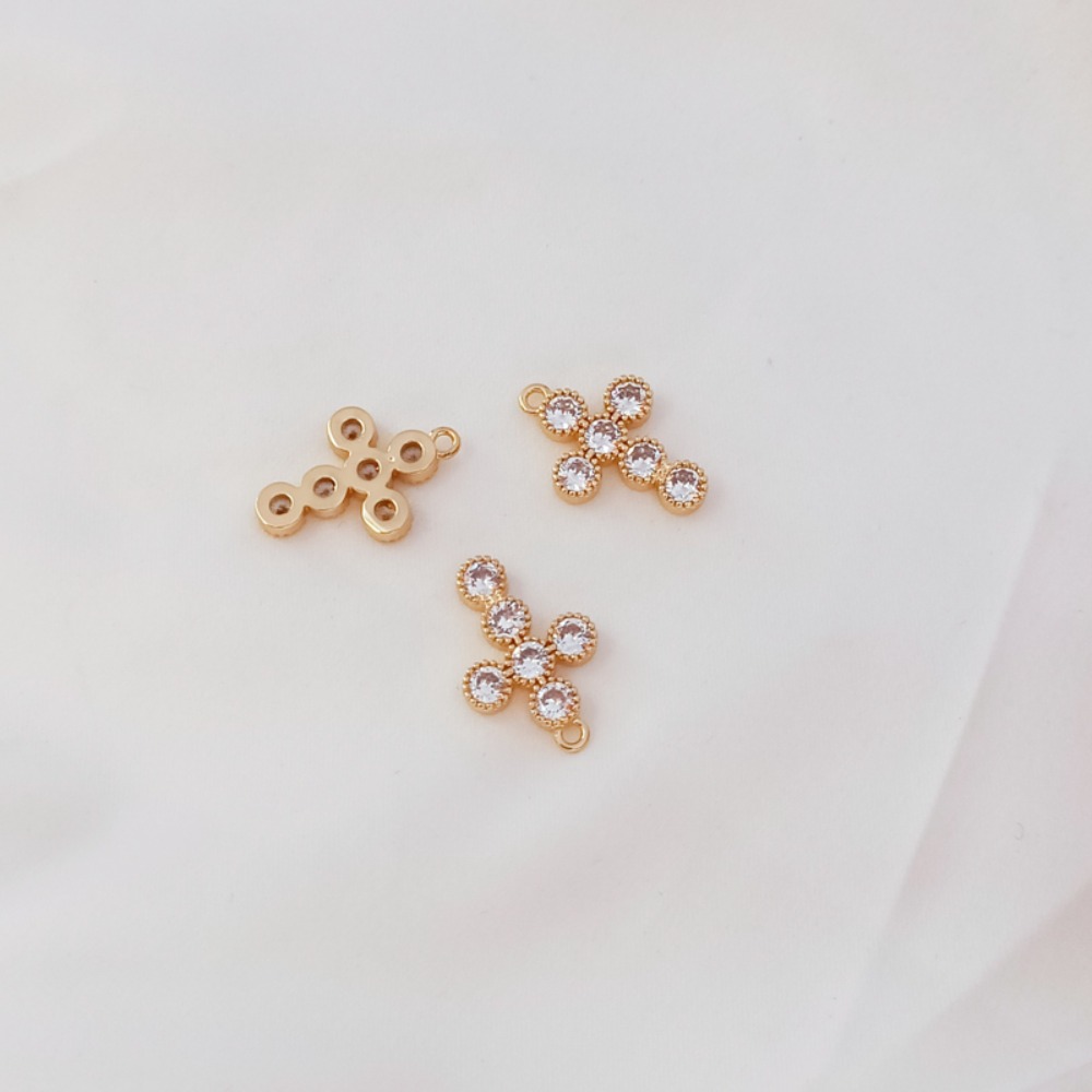 14K Gold-plated Zircon Cross P - Cross Pendant Necklace Gold 评论和价格