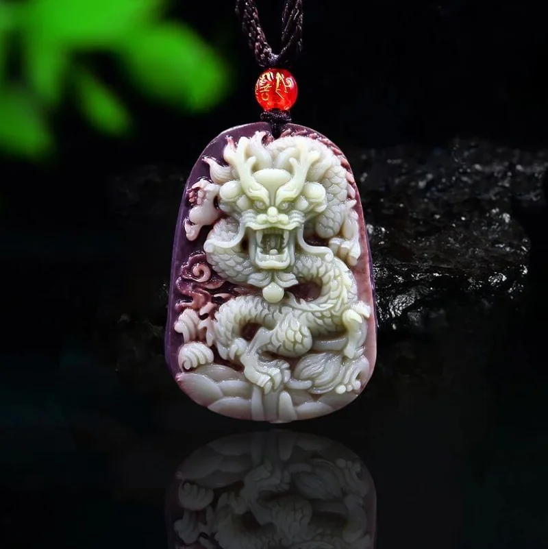 Purple Robe Jade Dragon Pendan - Necklaces 评论和价格