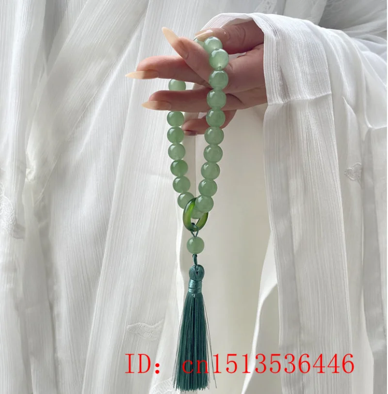 Green Jade Stone 12mm Beads Ta - Necklaces 评论和价格