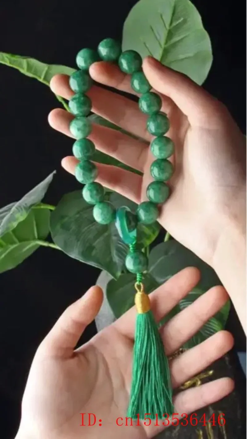 Green Jade Stone 12mm Beads Ta - Necklaces 评论和价格