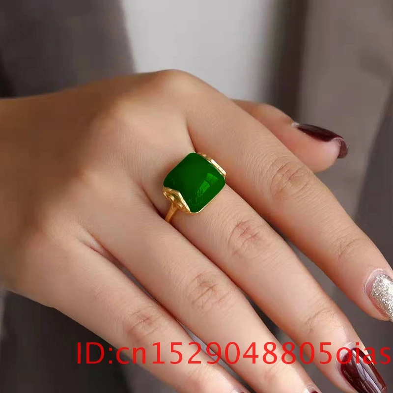 Natural Hetian Jade Ring Fashi - Rings 评论和价格